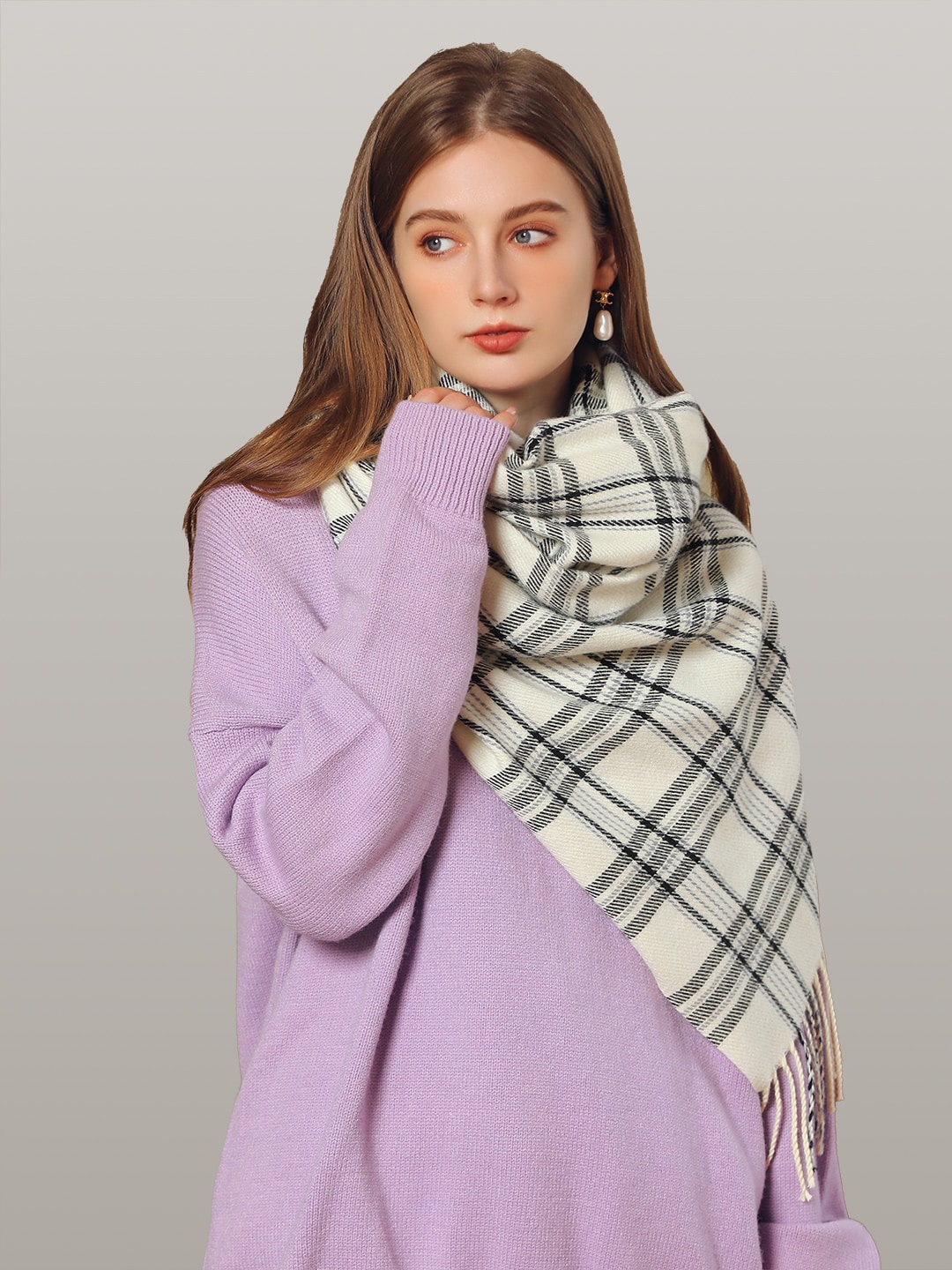 

JC Collection Women Beige & Black Checked Scarf