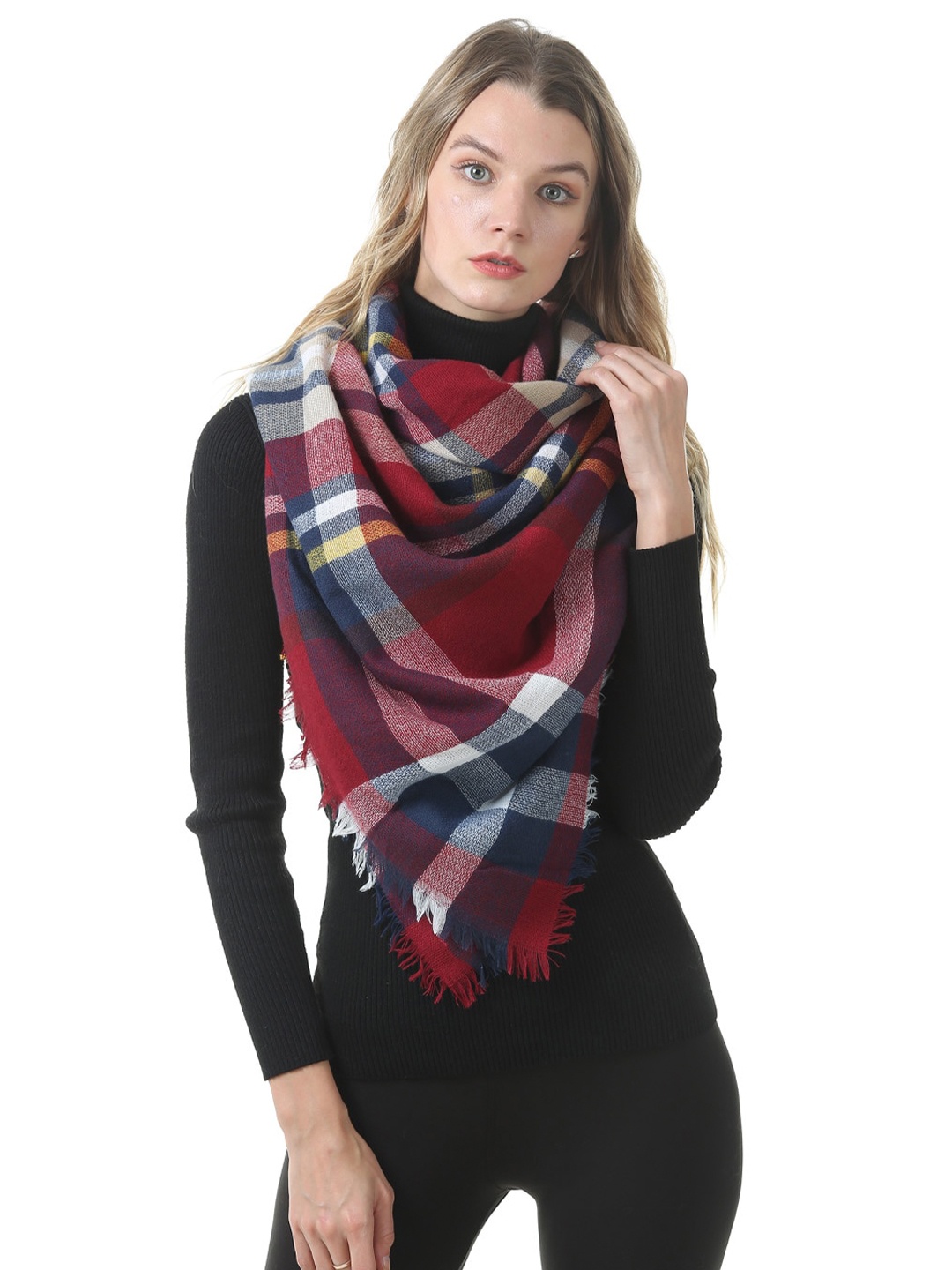 

JC Collection Women Red & White Checked Scarf