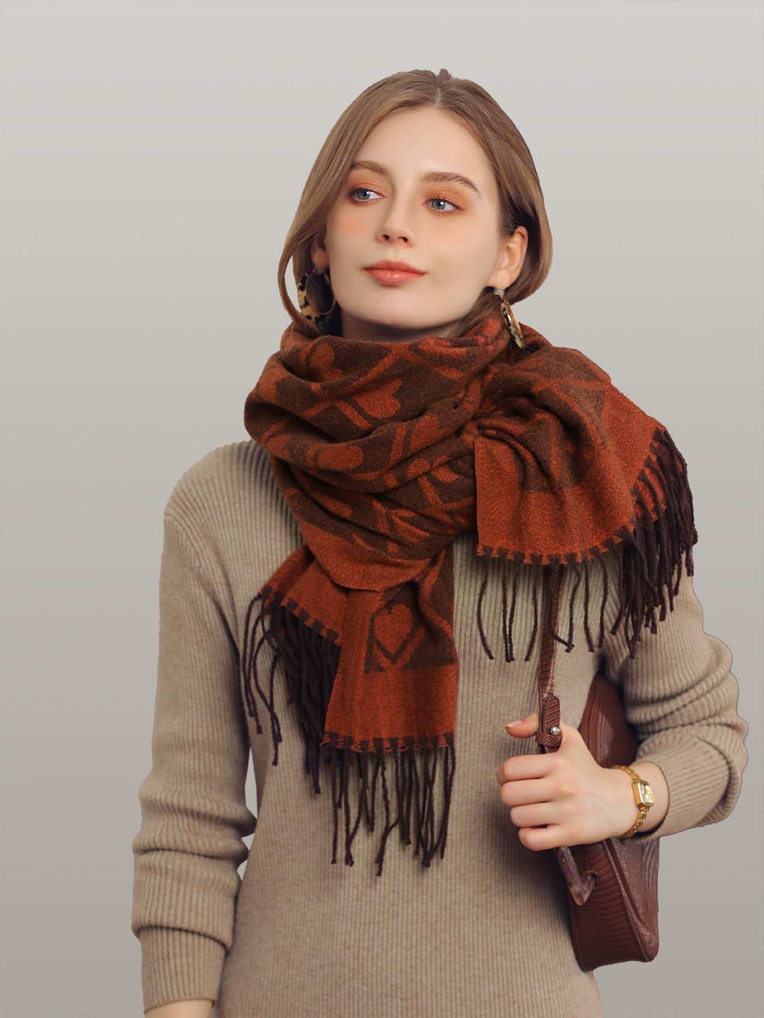 

JC Collection Women Orange & Maroon Scarf