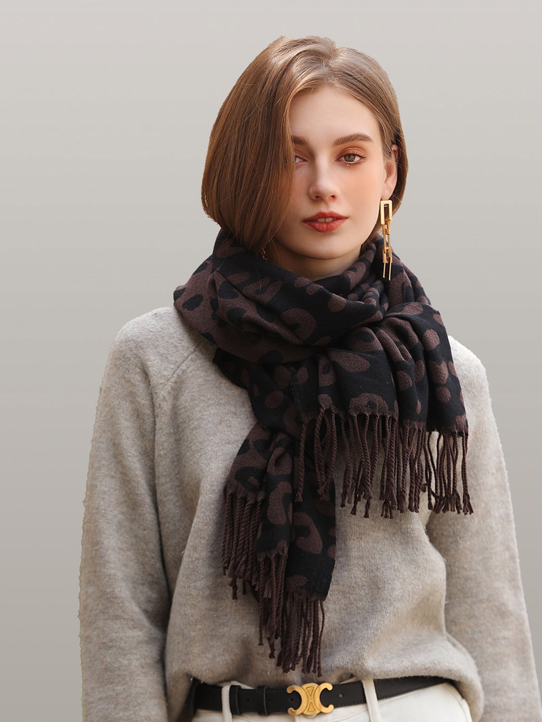 

JC Collection Women Black & Brown Printed Scarf