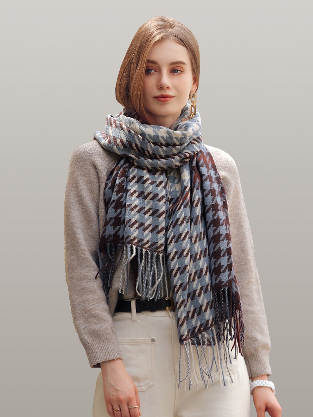 

JC Collection Women Blue & Off White Checked Scarf