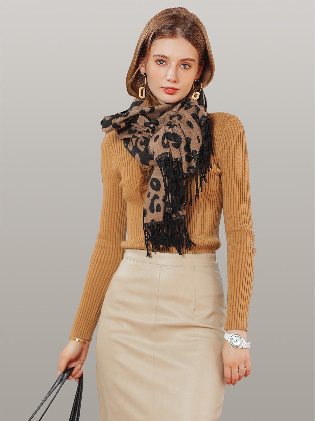 

JC Collection Women Black & Brown Printed Scarf
