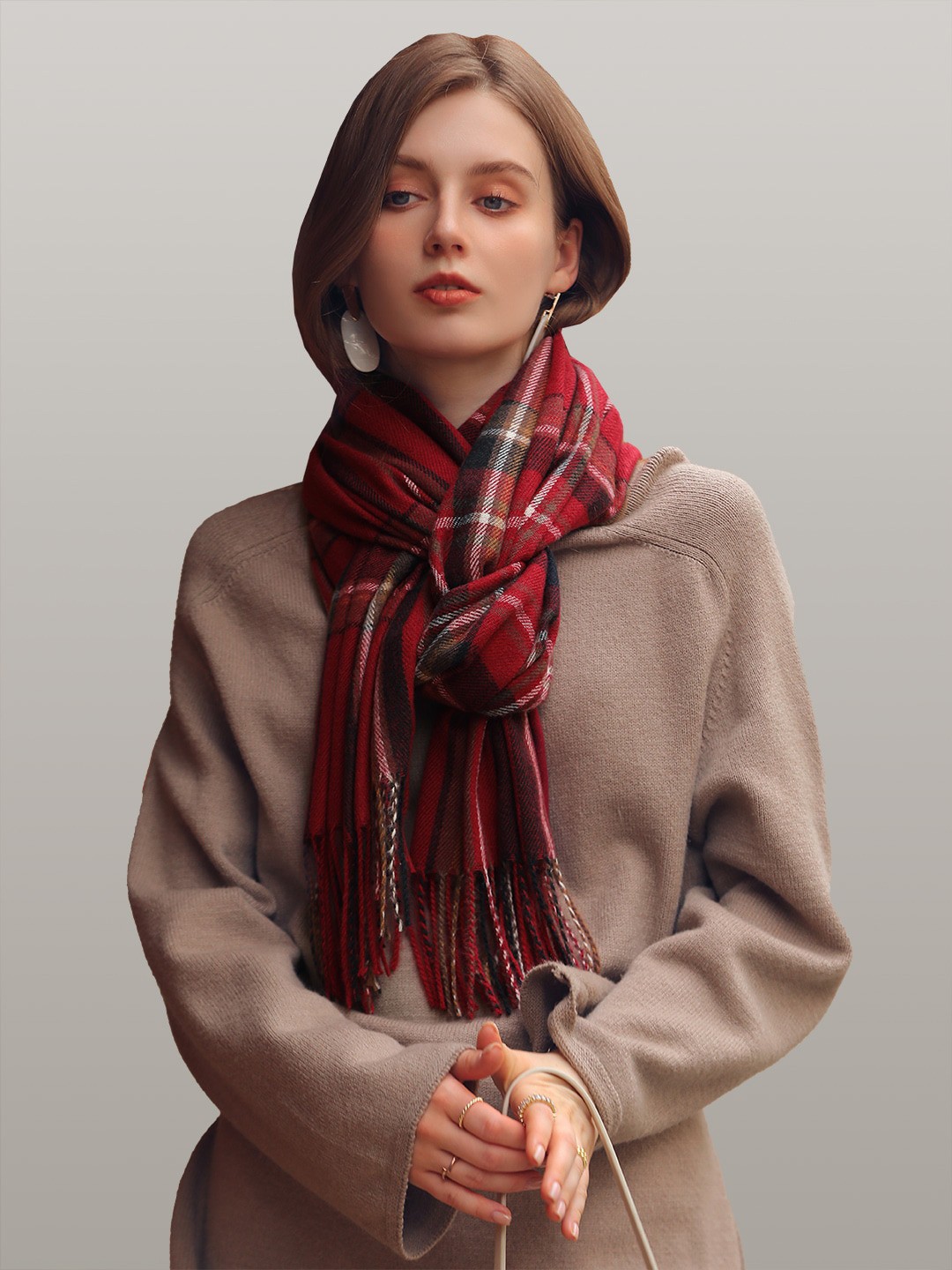 

JC Collection Women Red & White Checked Scarf