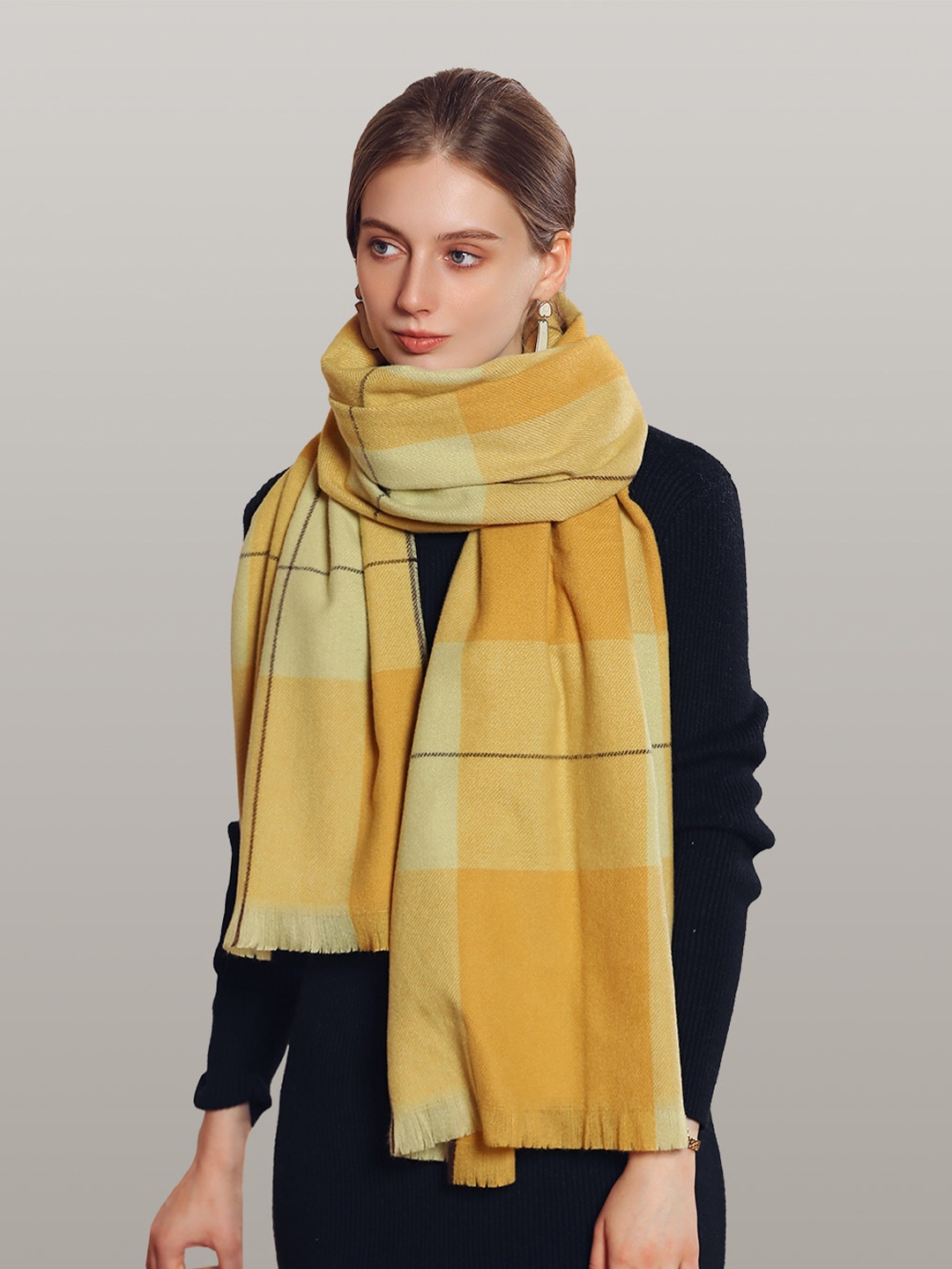 

JC Collection Women Yellow & Orange Checked Scarf