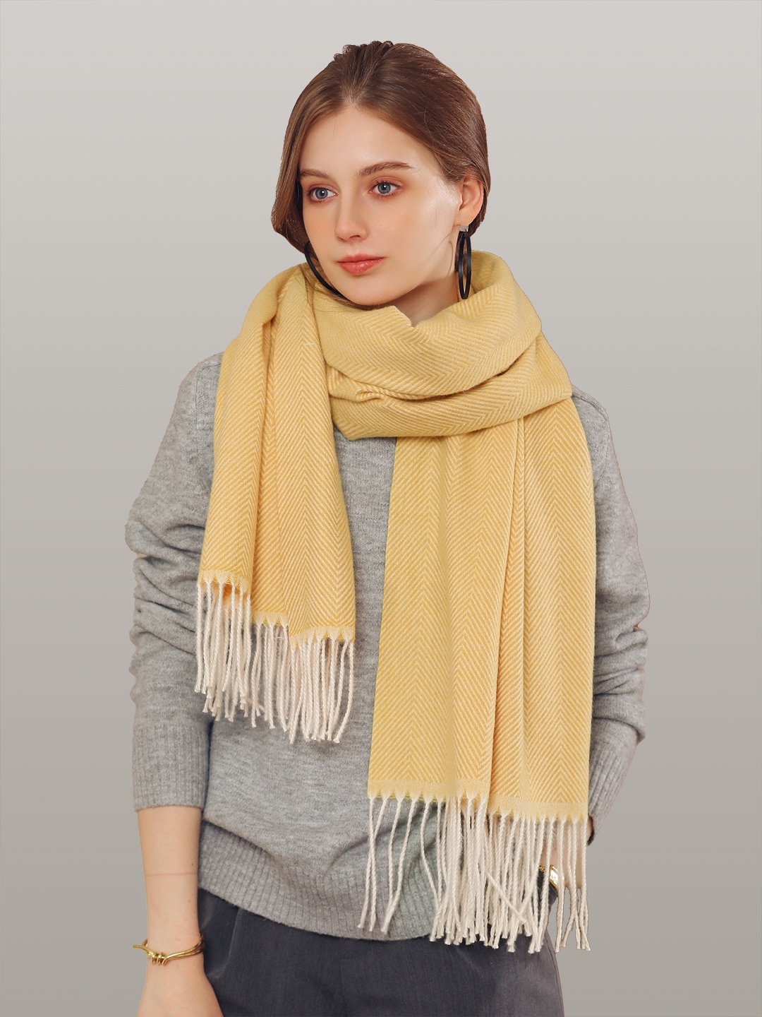 

JC Collection Women Yellow Printed Scarf