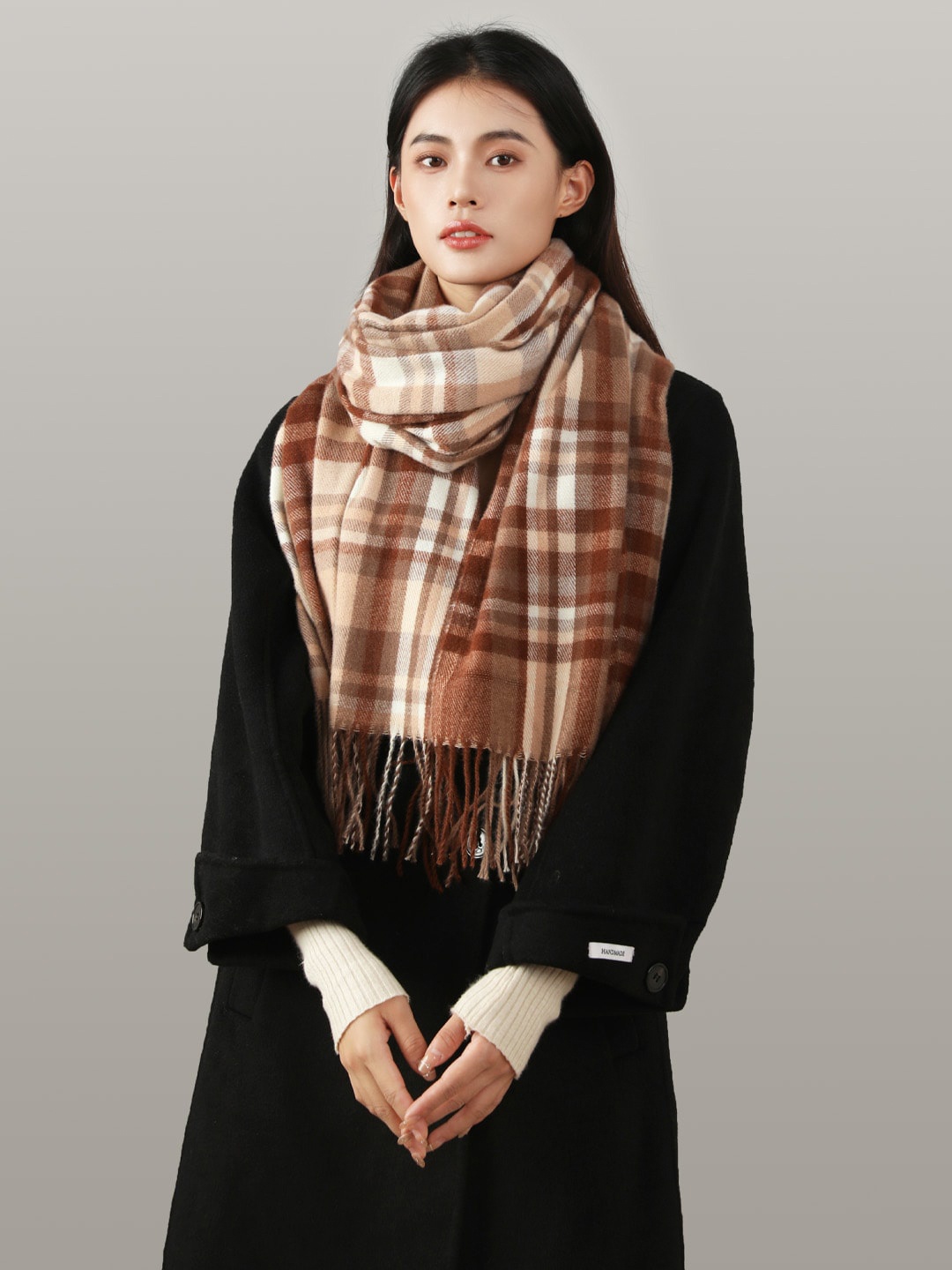 

JC Collection Women Brown & Cream-Coloured Checked Scarf