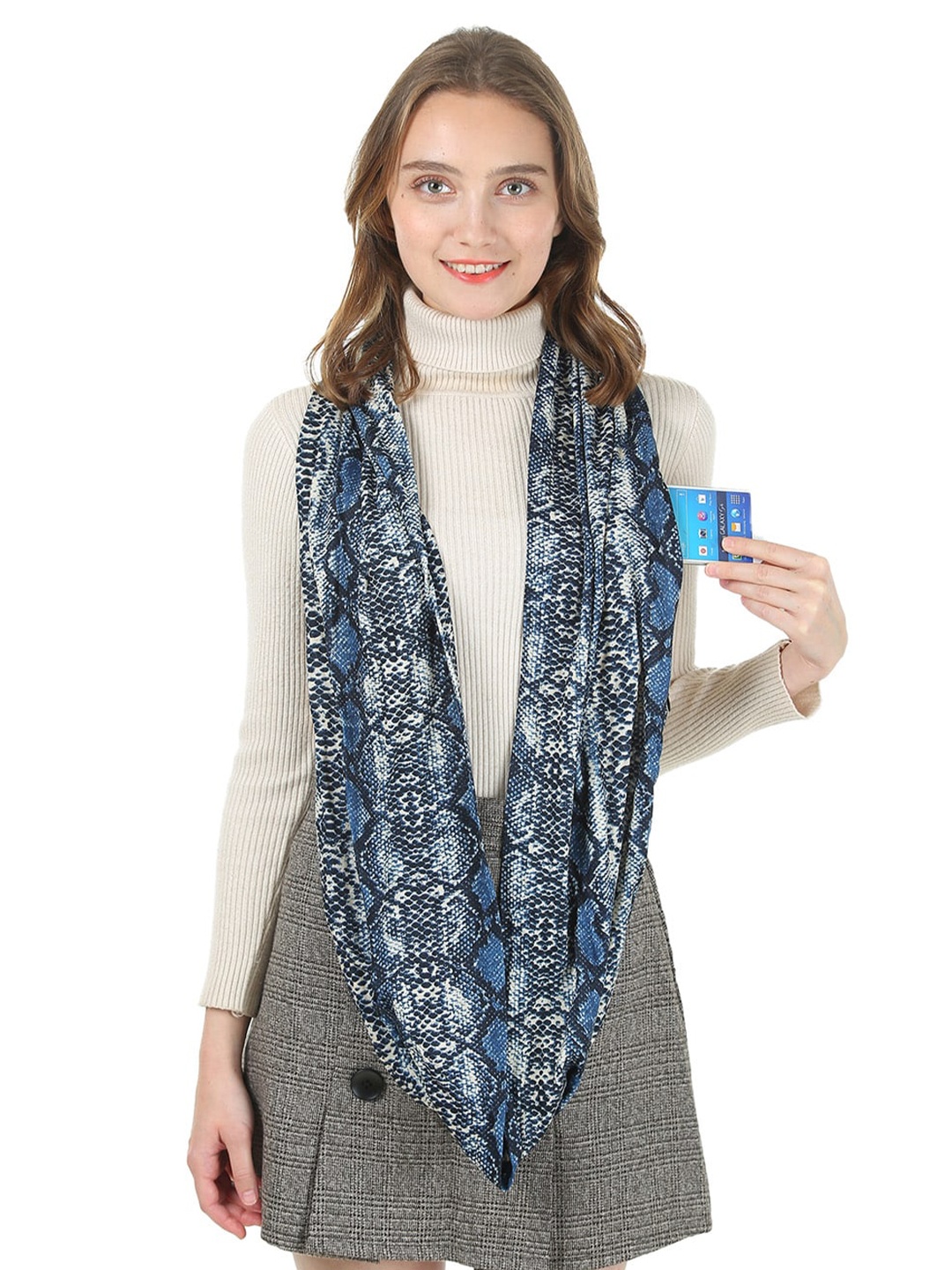 

JC Collection Women Blue & Black Printed Scarf