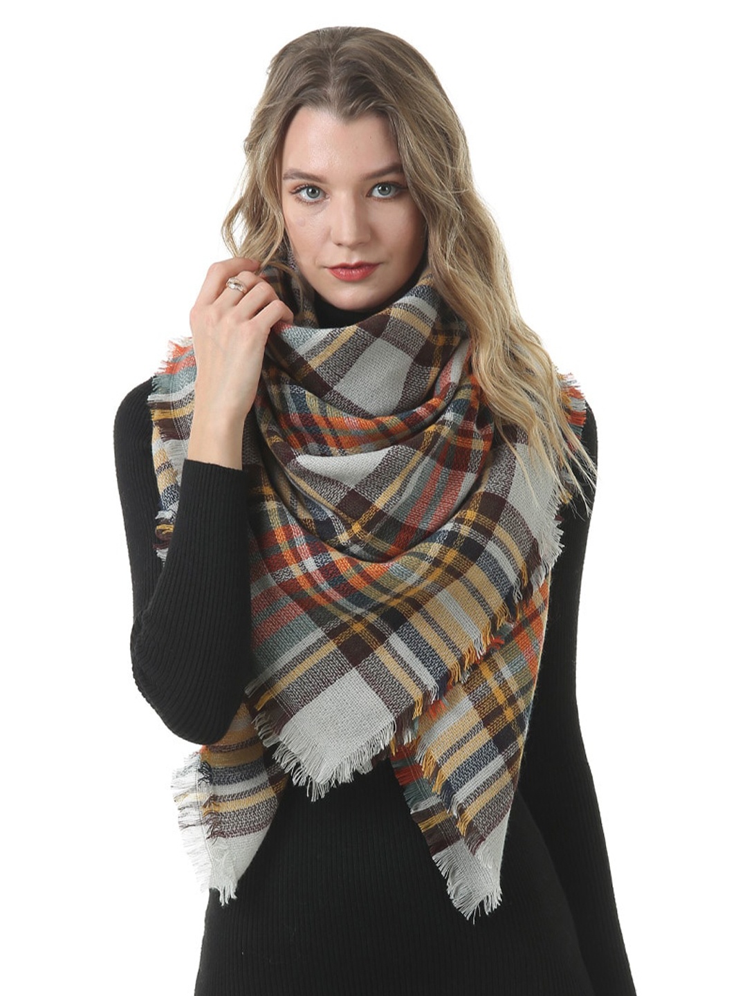 

JC Collection Women Yellow & Red Checked Scarf