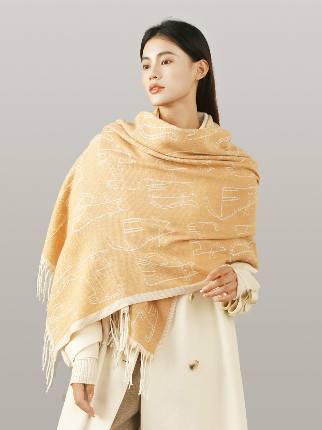 

JC Collection Women Yellow & White Printed Scarf
