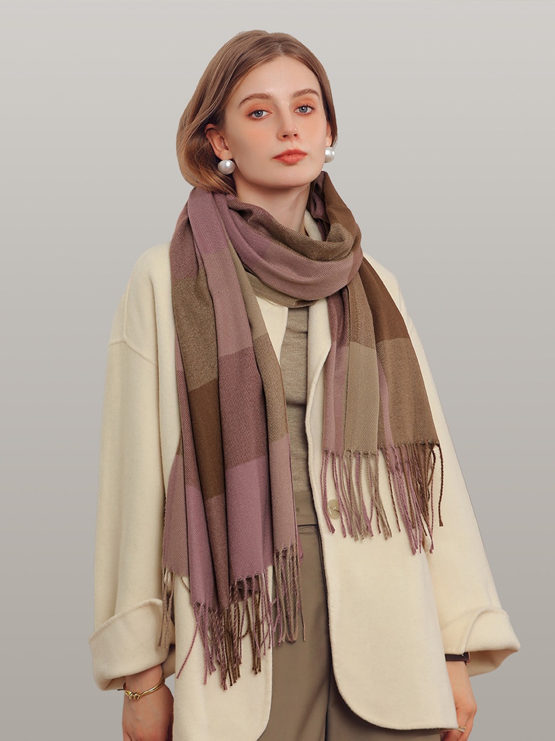 

JC Collection Women Violet & Rust Checked Scarf