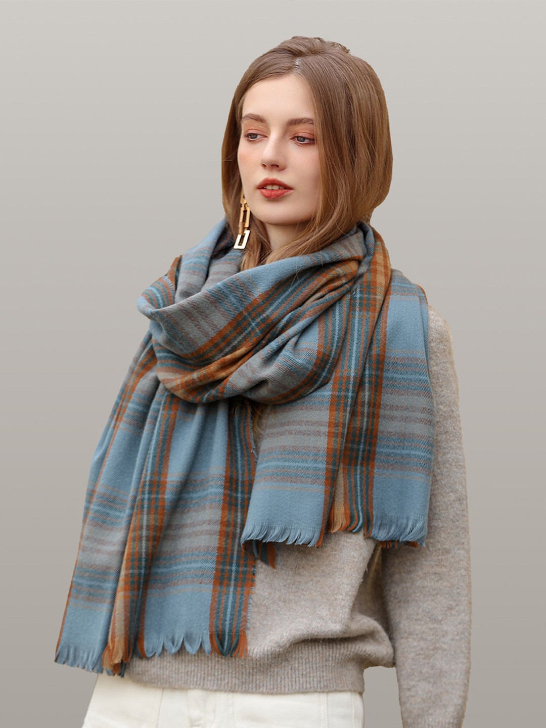 

JC Collection Women Green & Beige Checked Scarf