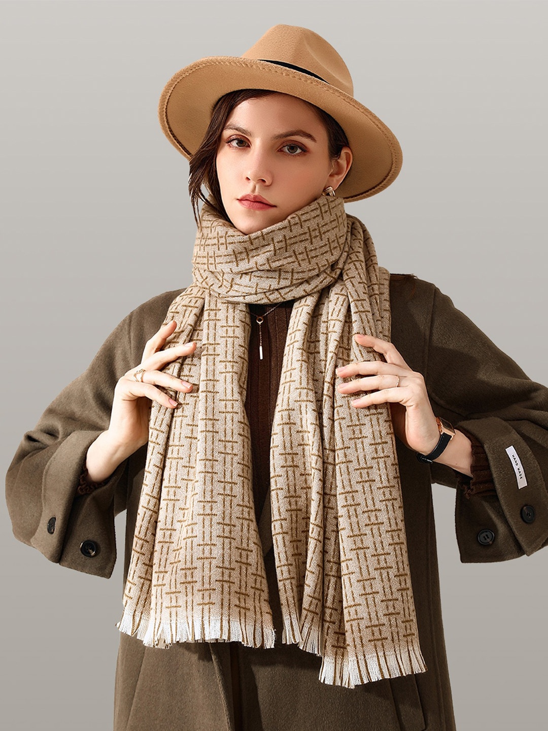 

JC Collection Women Khaki & Brown Printed Scarf