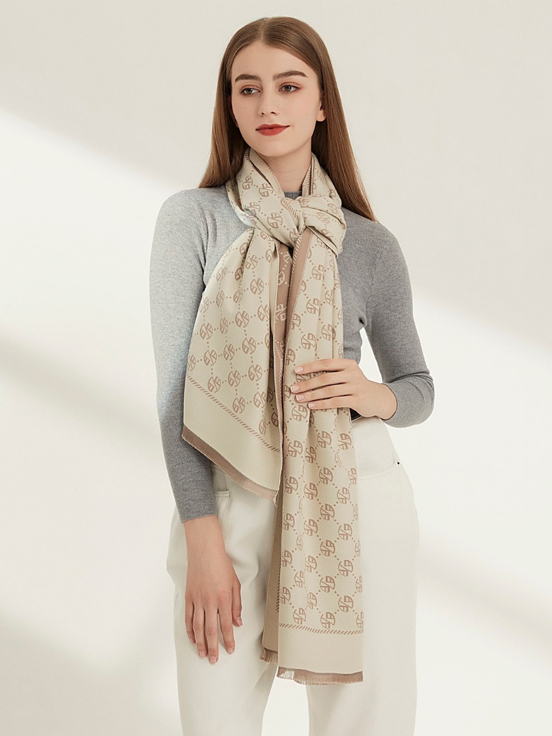 

JC Collection Women Beige & Brown Printed Scarf