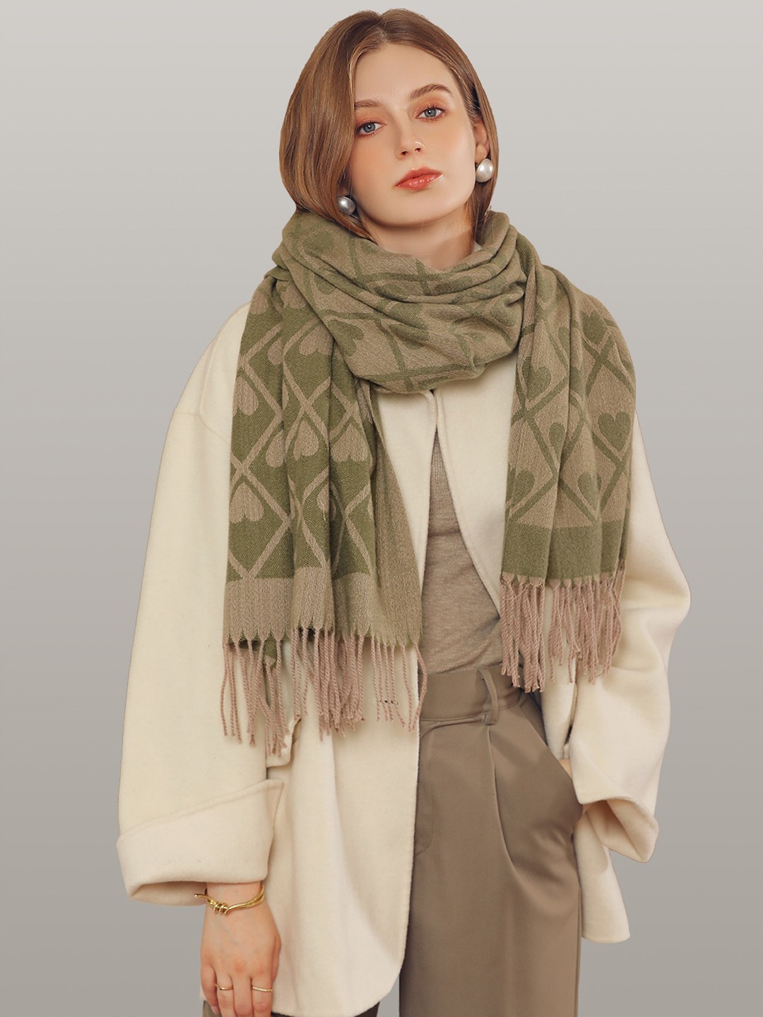 

JC Collection Women Green & Beige Printed Scarf