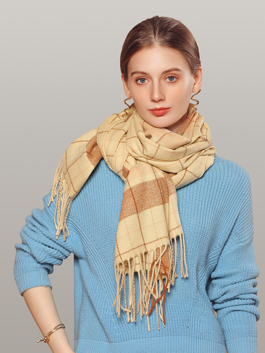 

JC Collection Women Beige & Brown Checked Scarf