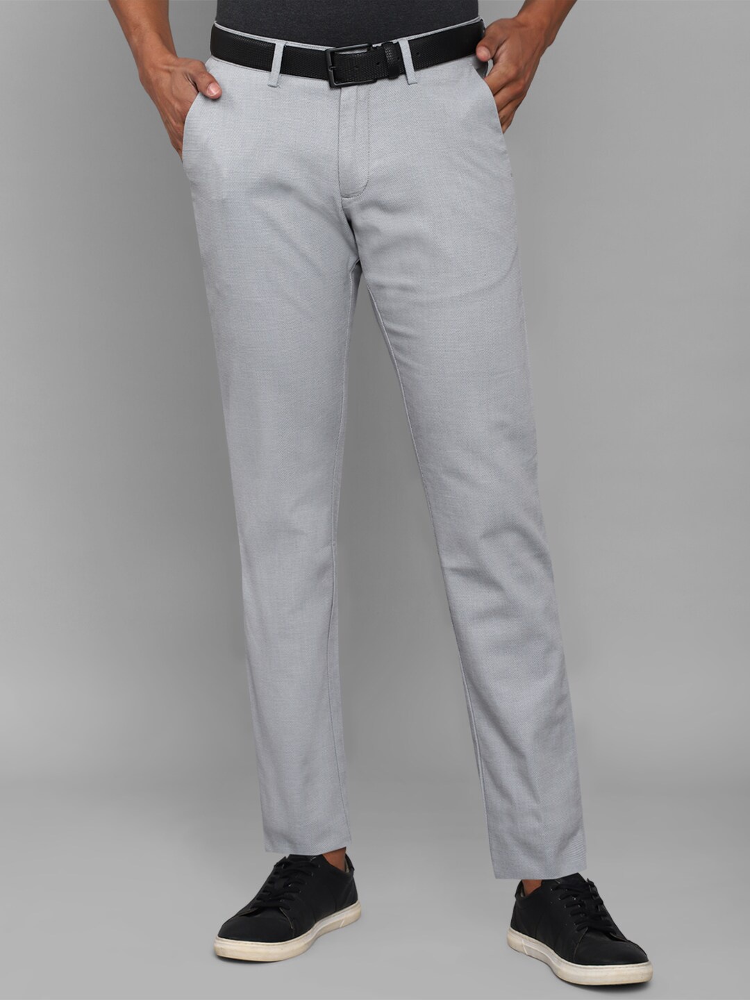 

Allen Solly Men Grey Textured Slim Fit Trousers