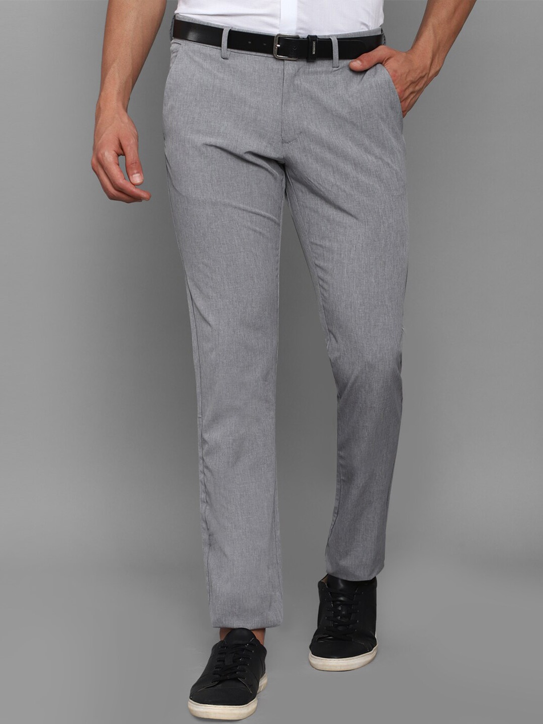 

Allen Solly Men Grey Textured Slim Fit Trousers