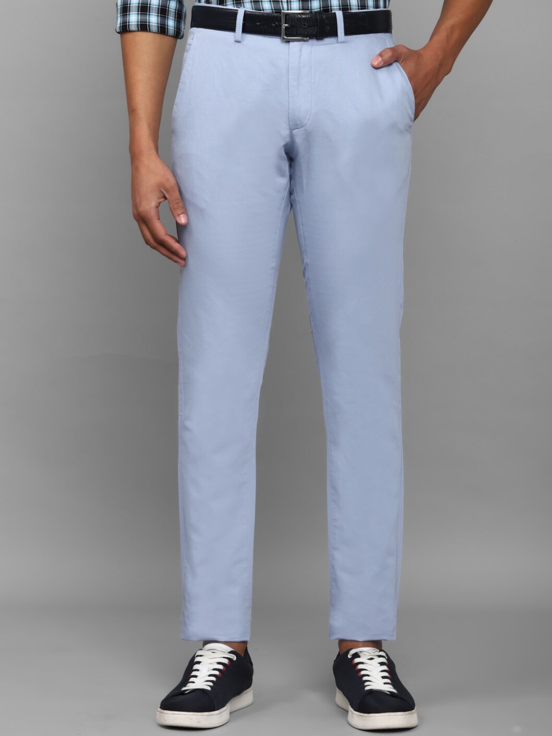 

Allen Solly Men Blue Textured Slim Fit Trousers
