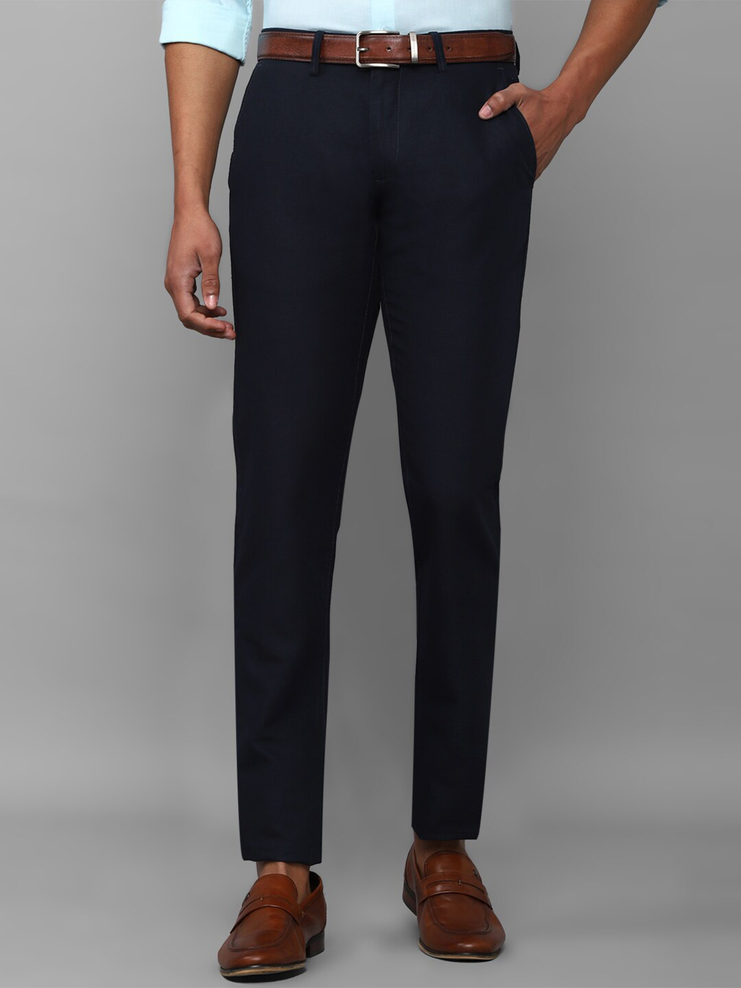 

Allen Solly Men Navy Blue Slim Fit Trousers