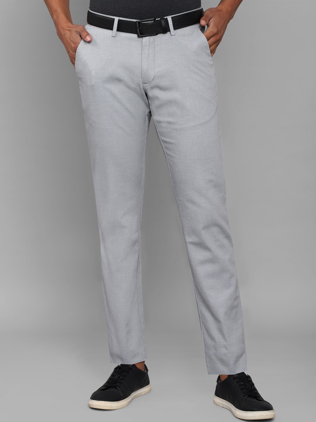 

Allen Solly Men Textured Slim Fit Trousers, Grey
