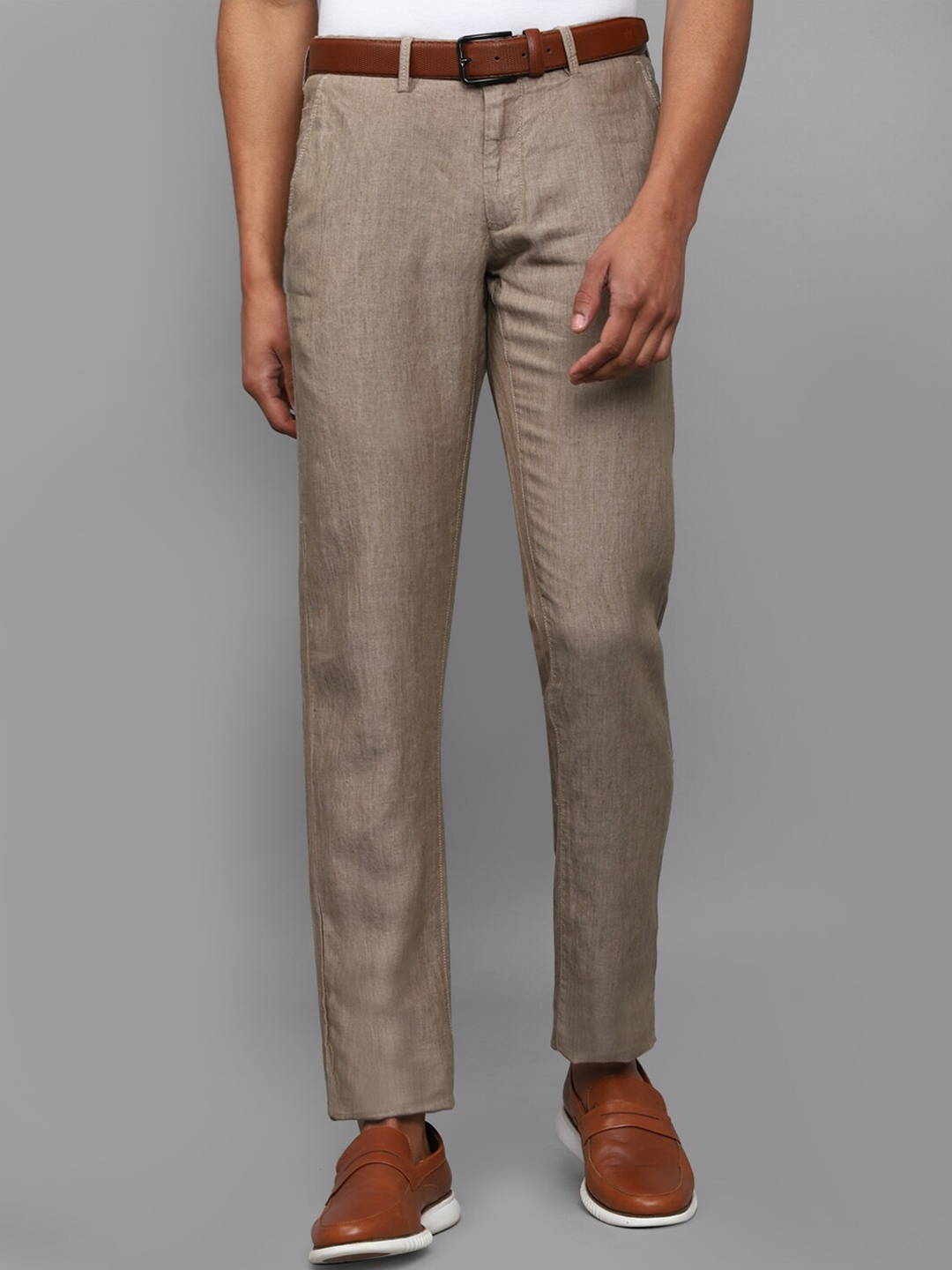 

Allen Solly Men Beige Slim Fit Linen Trouser