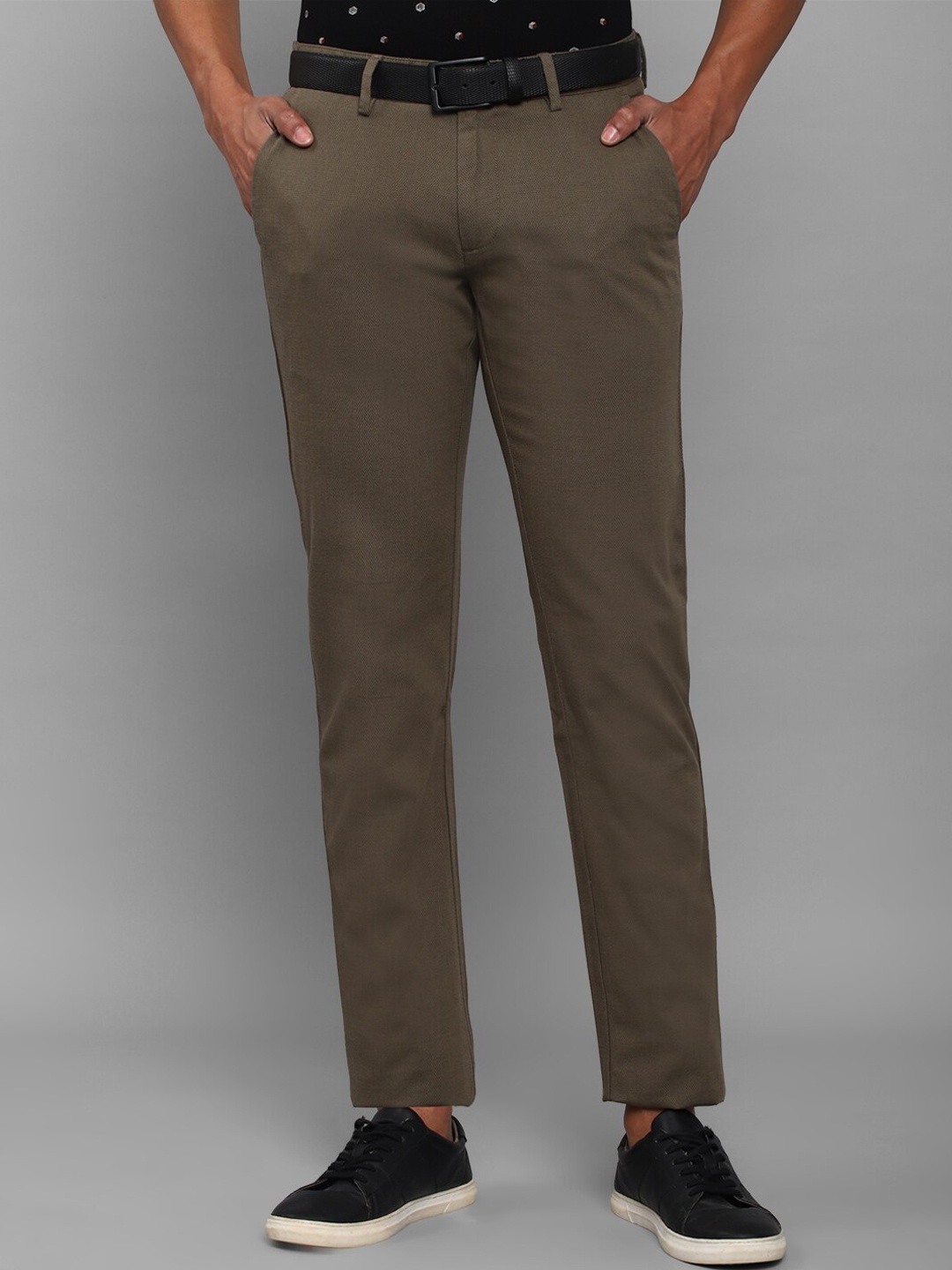 

Allen Solly Men Brown Textured Slim Fit Trouser