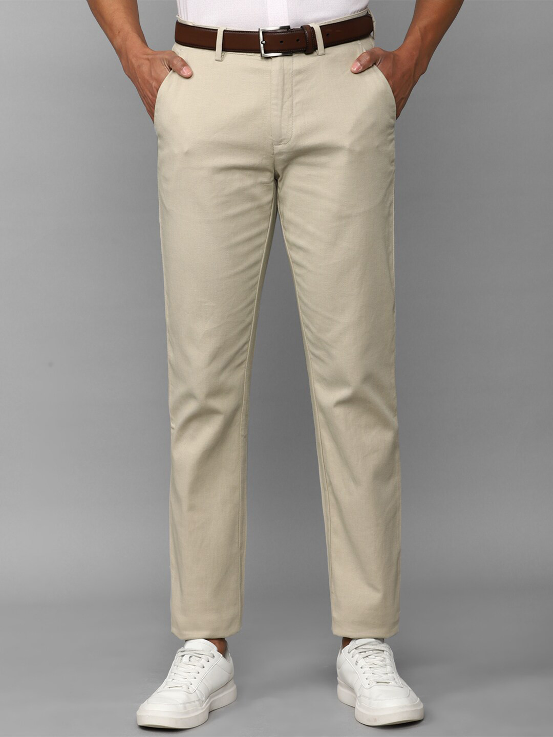 

Allen Solly Self Design Textured Trousers, Cream