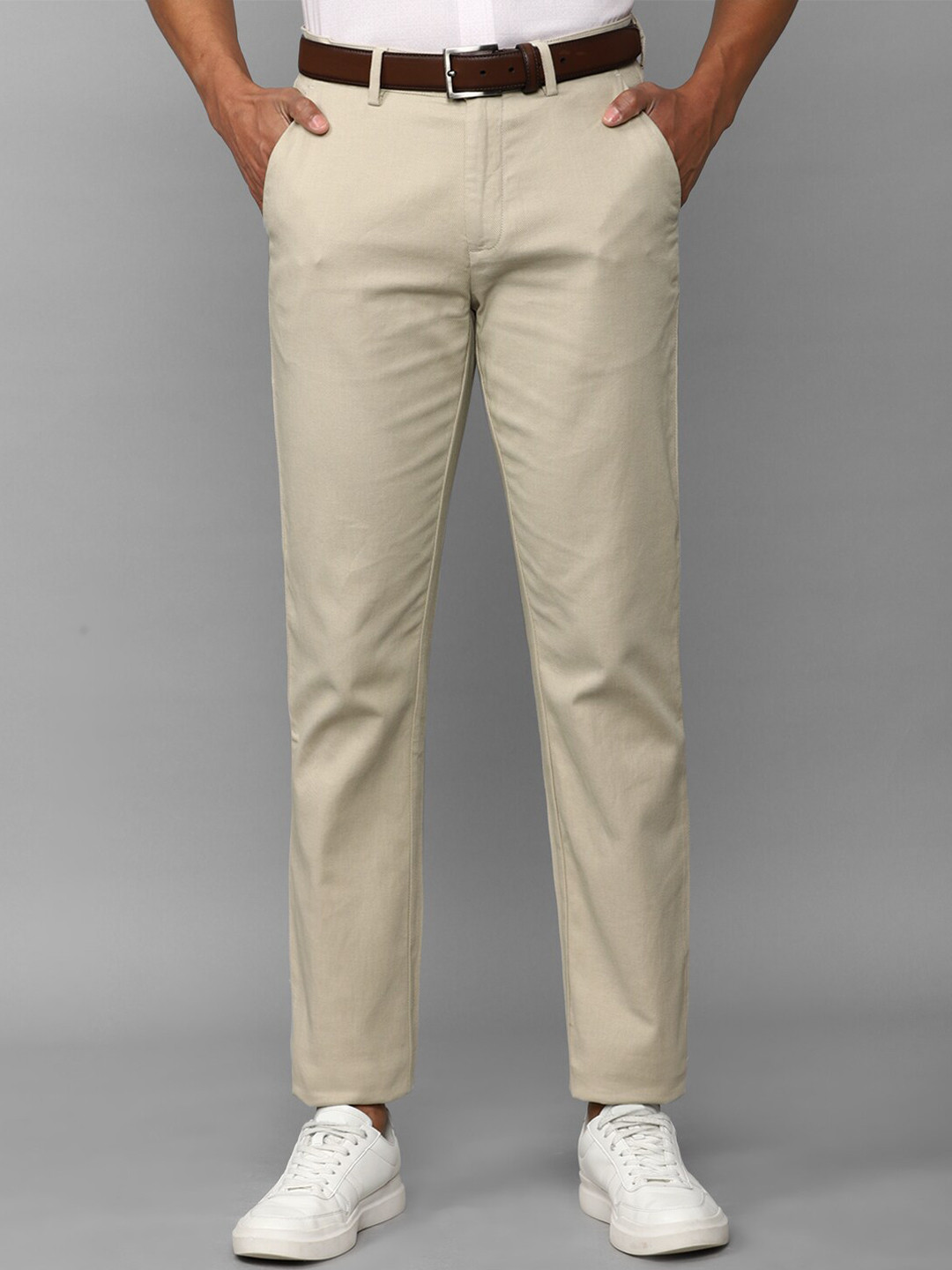 

Allen Solly Men Cream-Coloured Textured Trouser