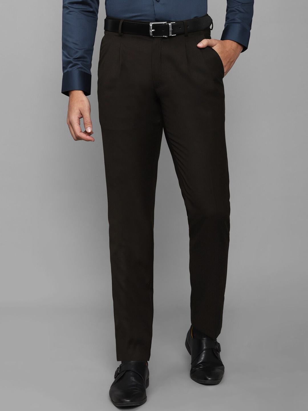 

Louis Philippe Men Black Pleated Trousers