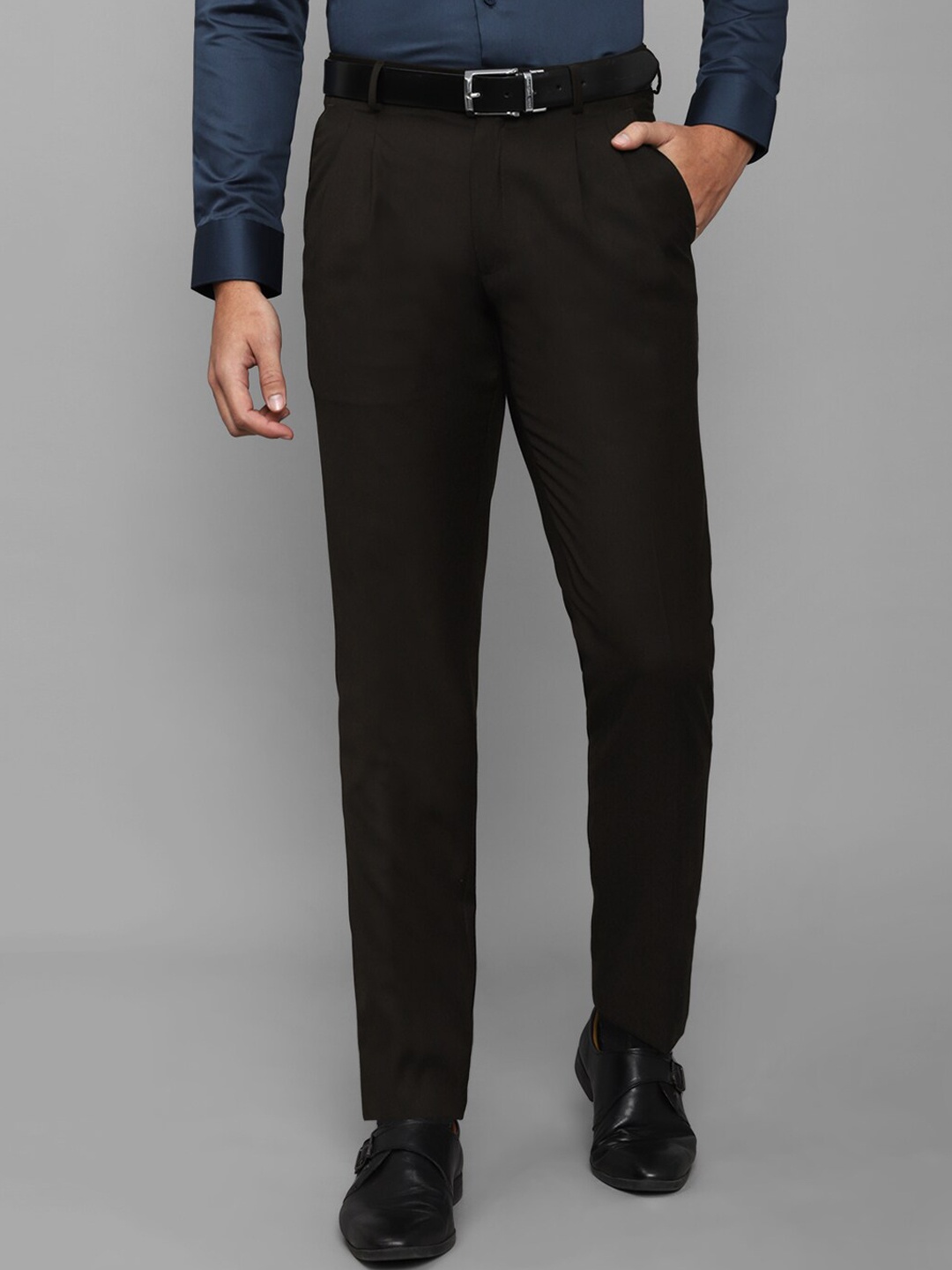 

Louis Philippe Men Black Pleated Trousers