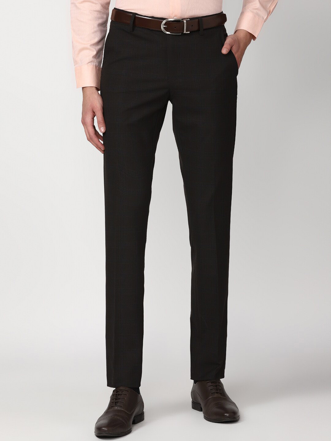 

Peter England Men Black Slim Fit Trousers