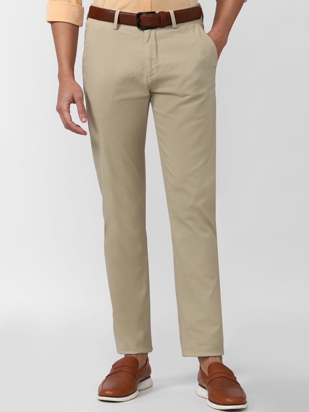 

Peter England Men Khaki Slim Fit Causal Chinos Trousers