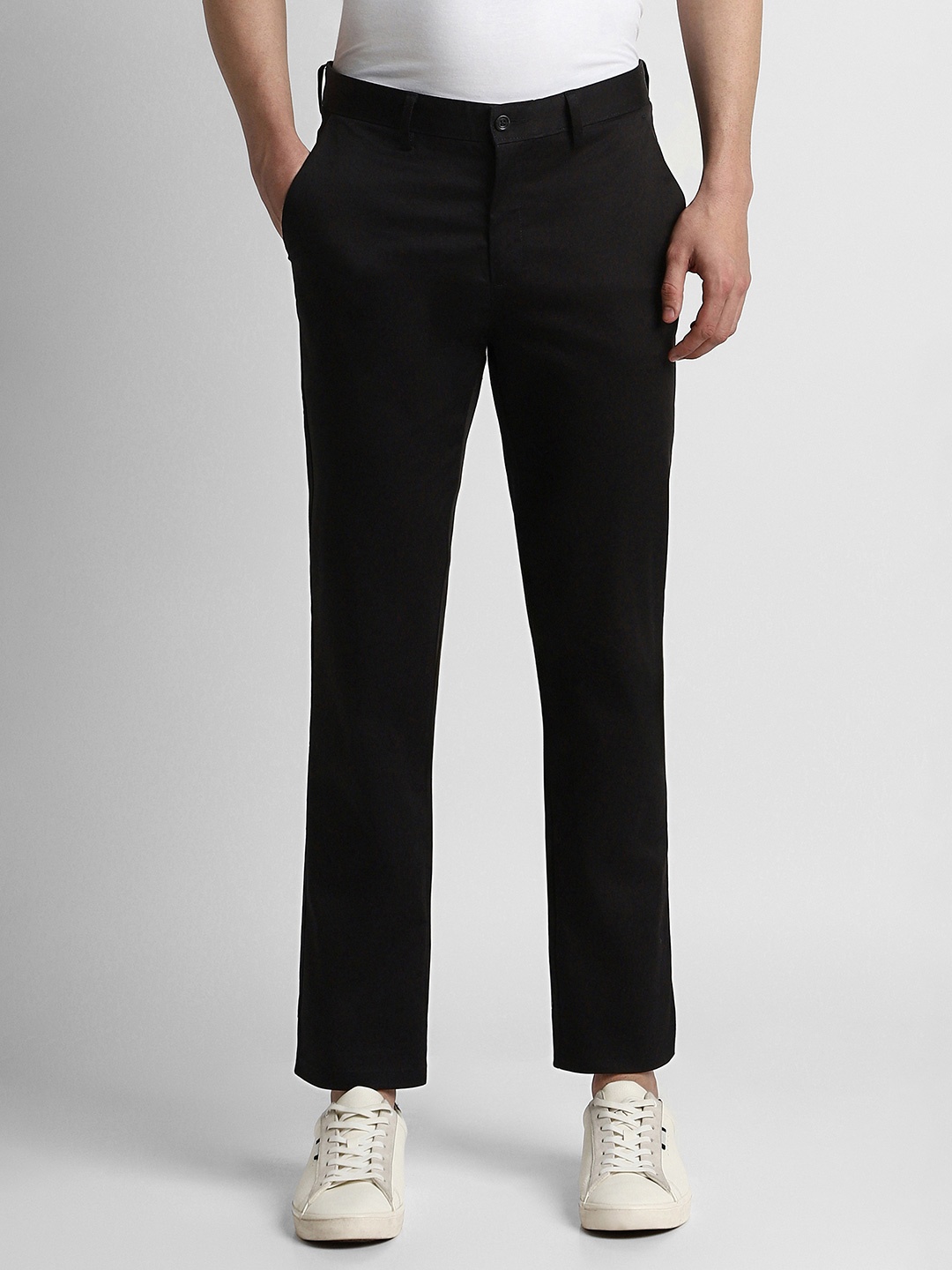 

Peter England Men Black Slim Fit Causal Trousers