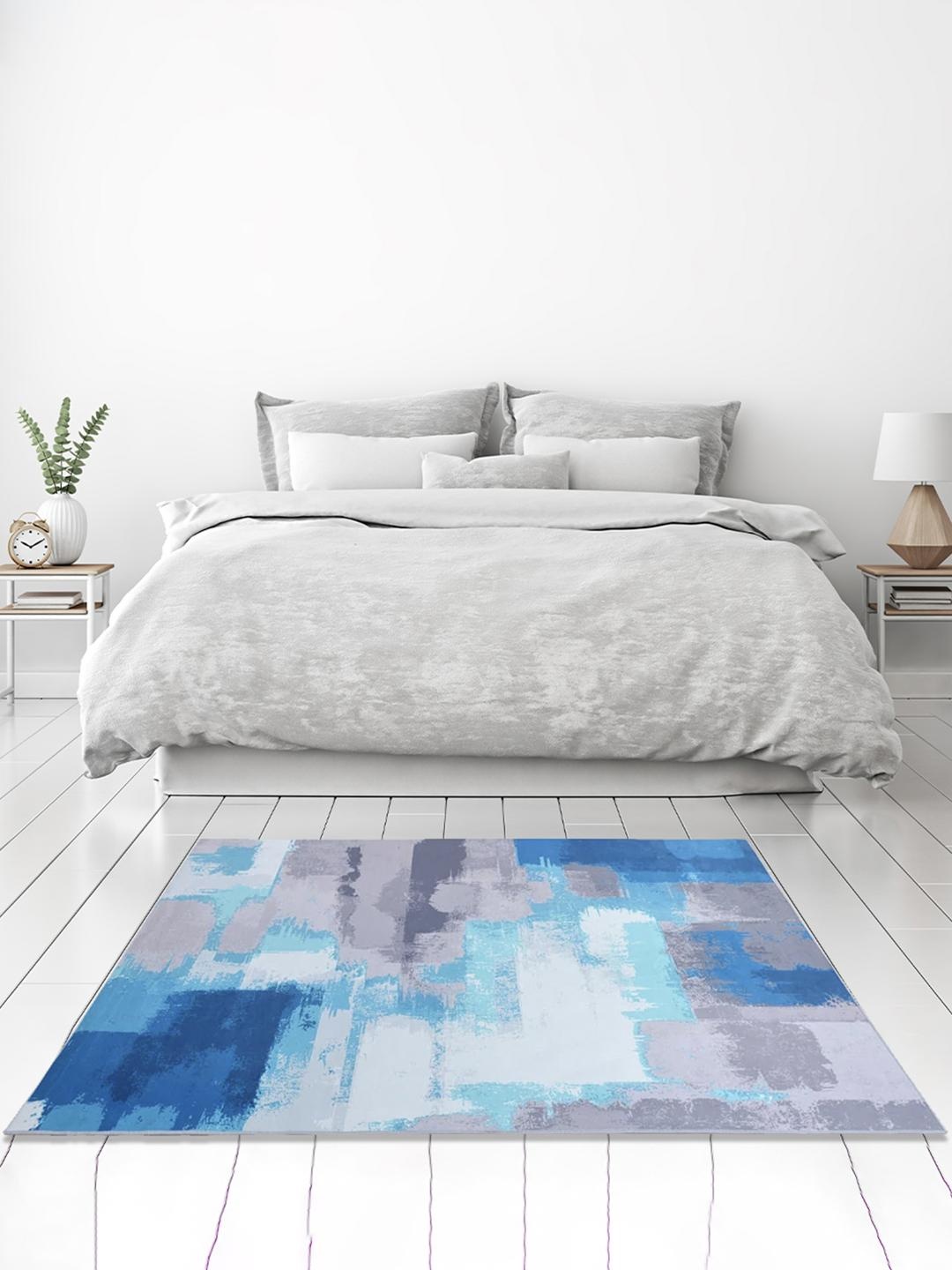 

Athome by Nilkamal Grey & Blue Abstract Print Carpet