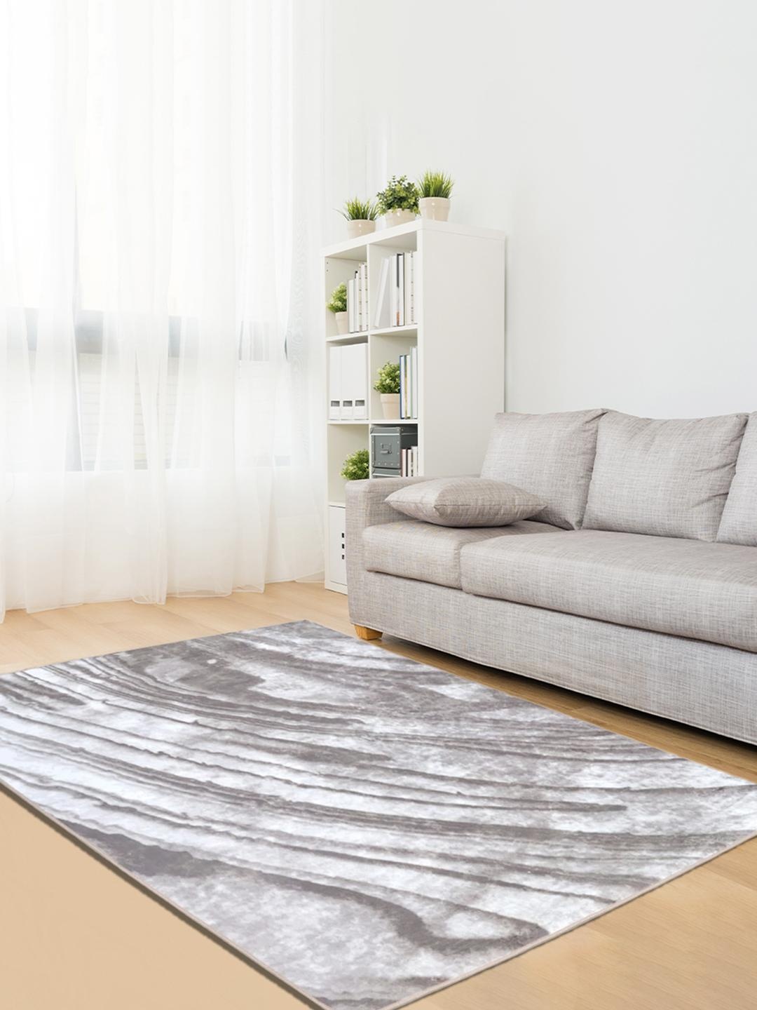 

Athome by Nilkamal Strokes Brown Abstract Anti-Skid Carpets