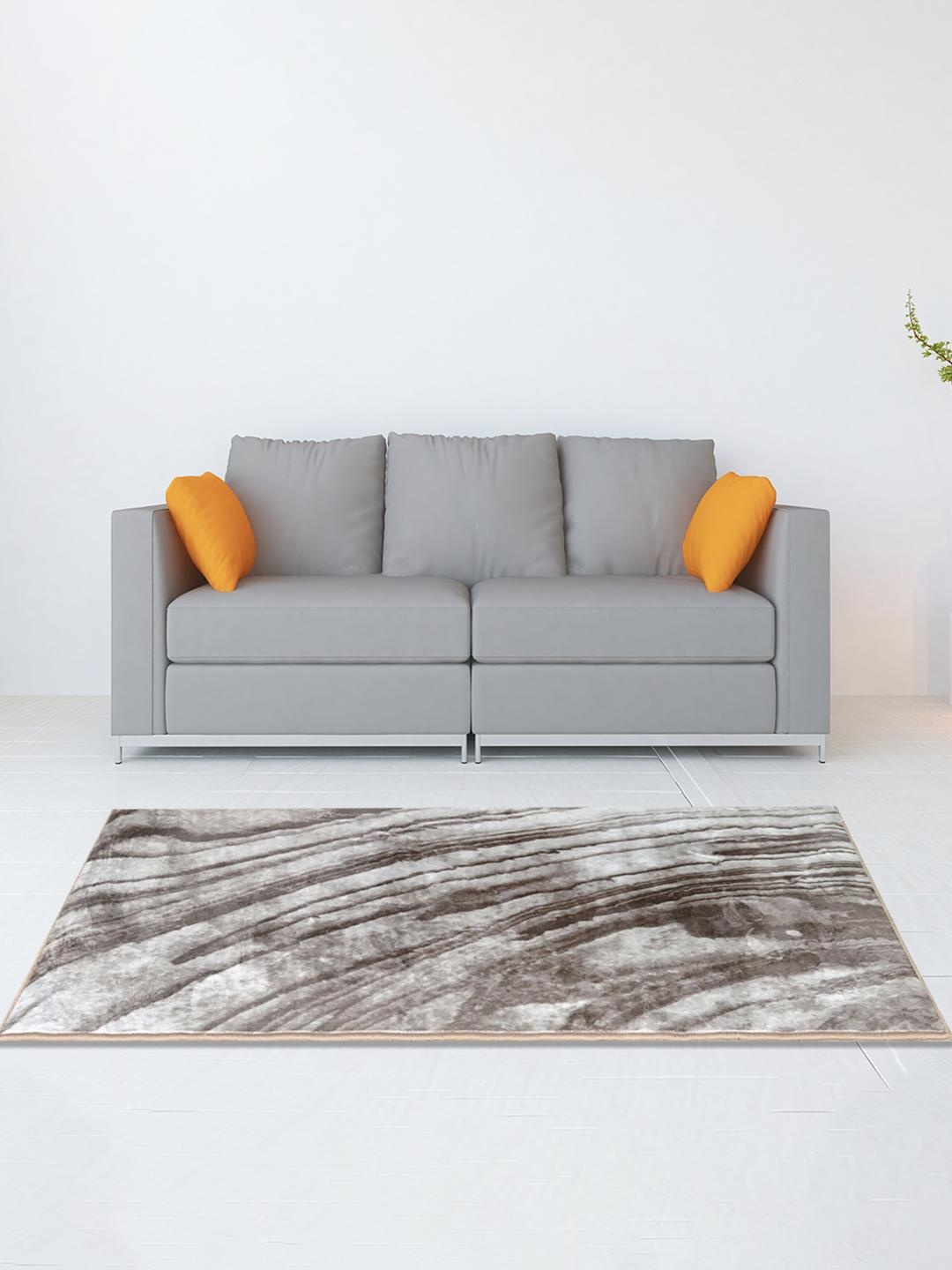 

Athome by Nilkamal Brown & Grey Abstract-Printed Anti-Skid Rectangular Carpet