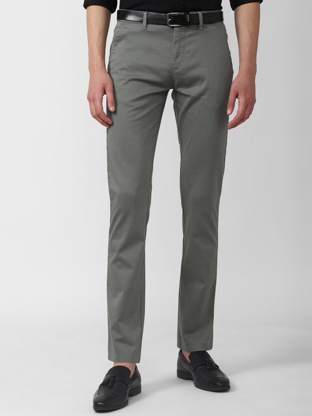 

V Dot Men Grey Printed Slim Fit Trousers