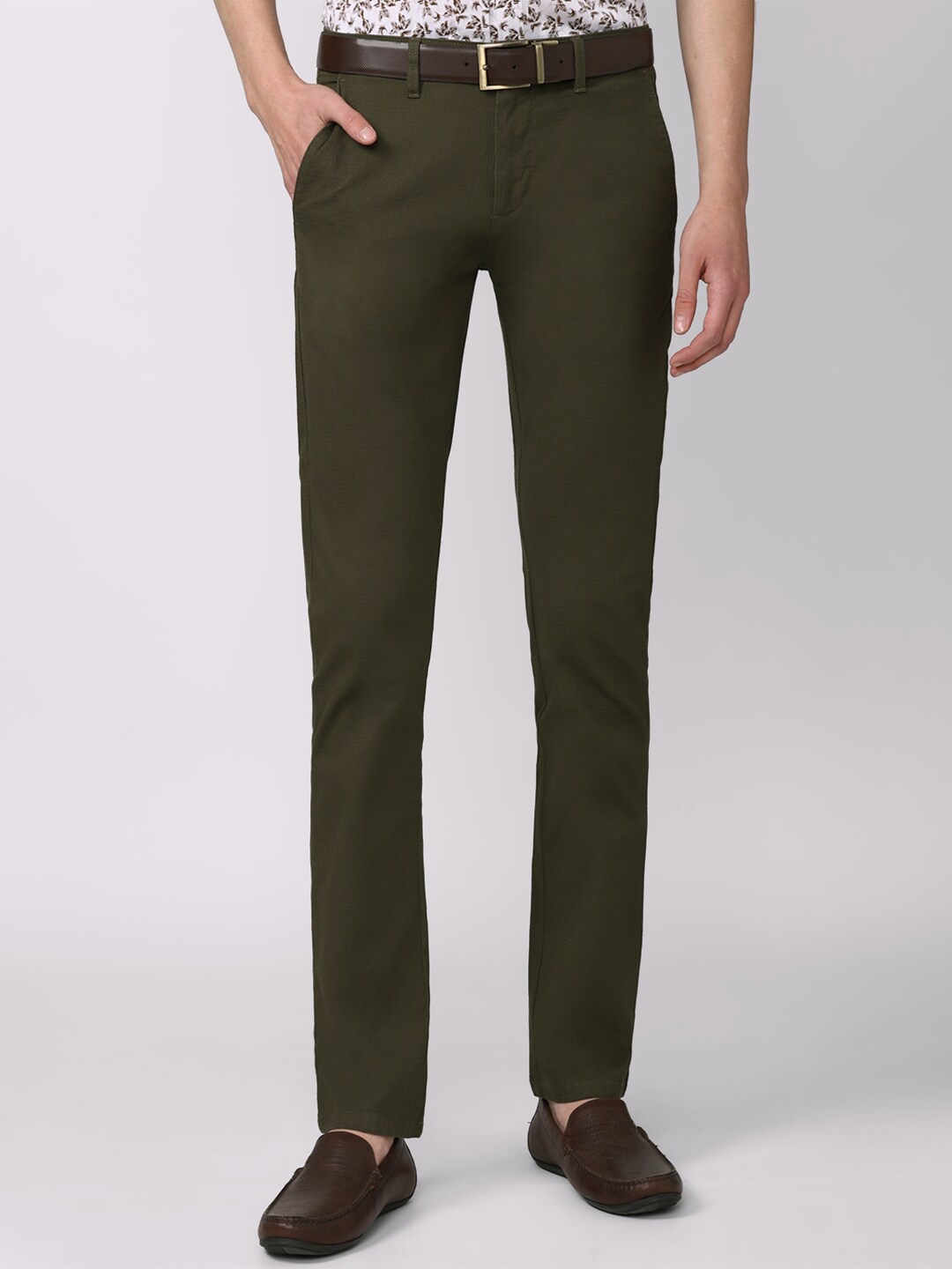 

V Dot Men Olive Green Slim Fit Trousers