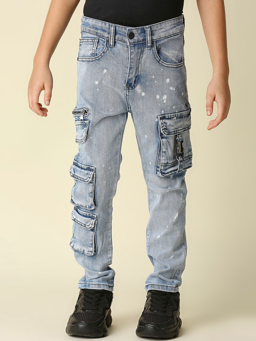 

WAIMEA Boys Blue Comfort Slim Fit Low Distress Heavy Fade Stretchable Jeans