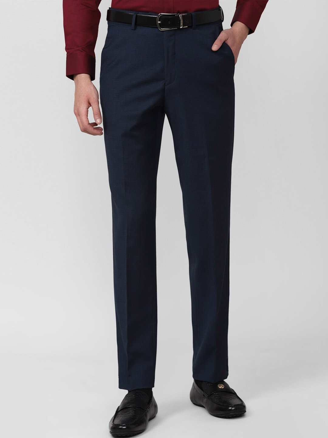 

Van Heusen Men Navy Blue Formal Trousers