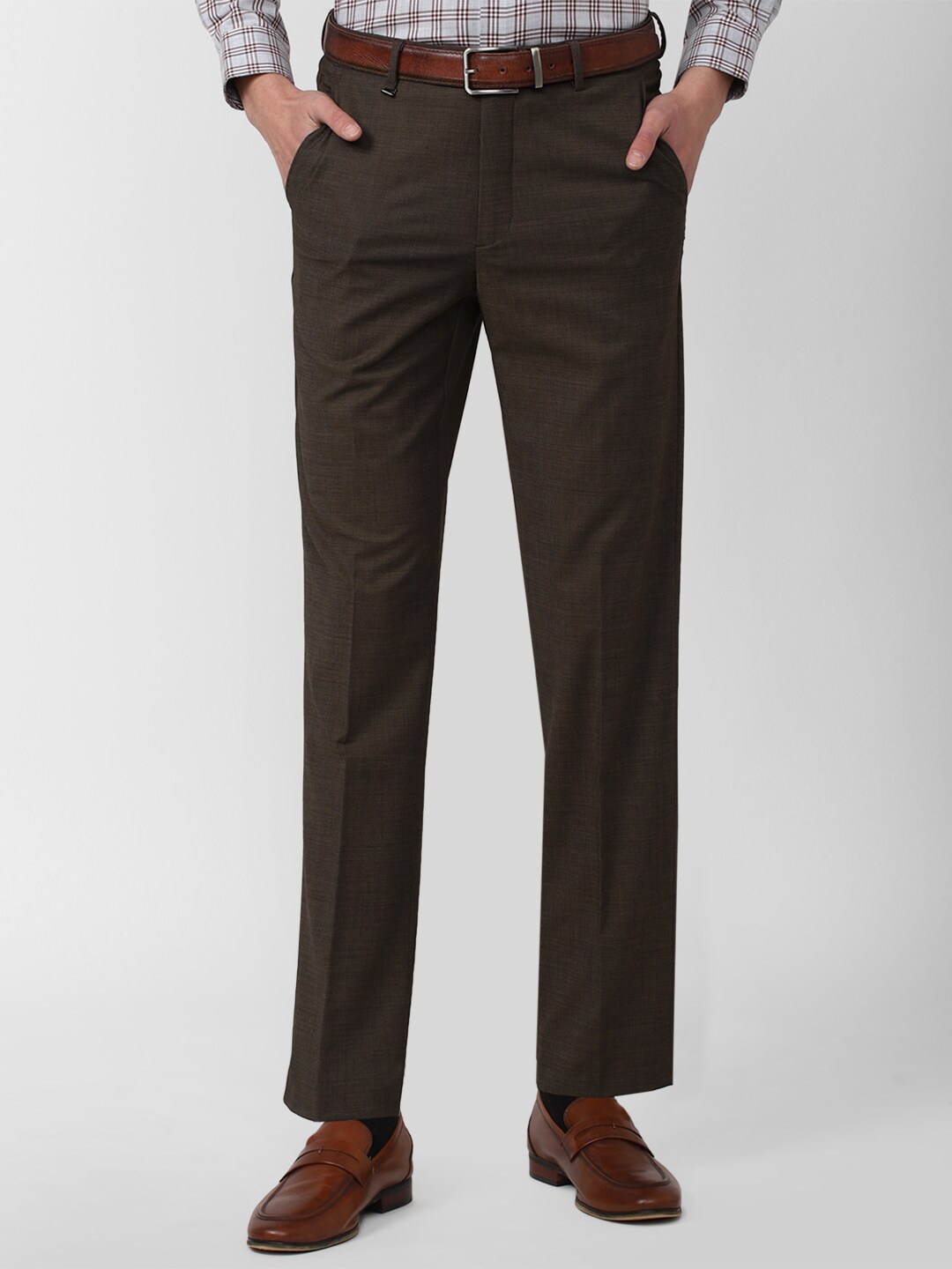 

Van Heusen Men Brown Formal Trousers