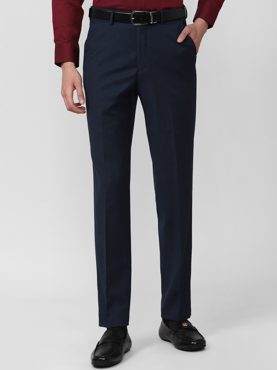 

Van Heusen Men Navy Blue Formal Trousers