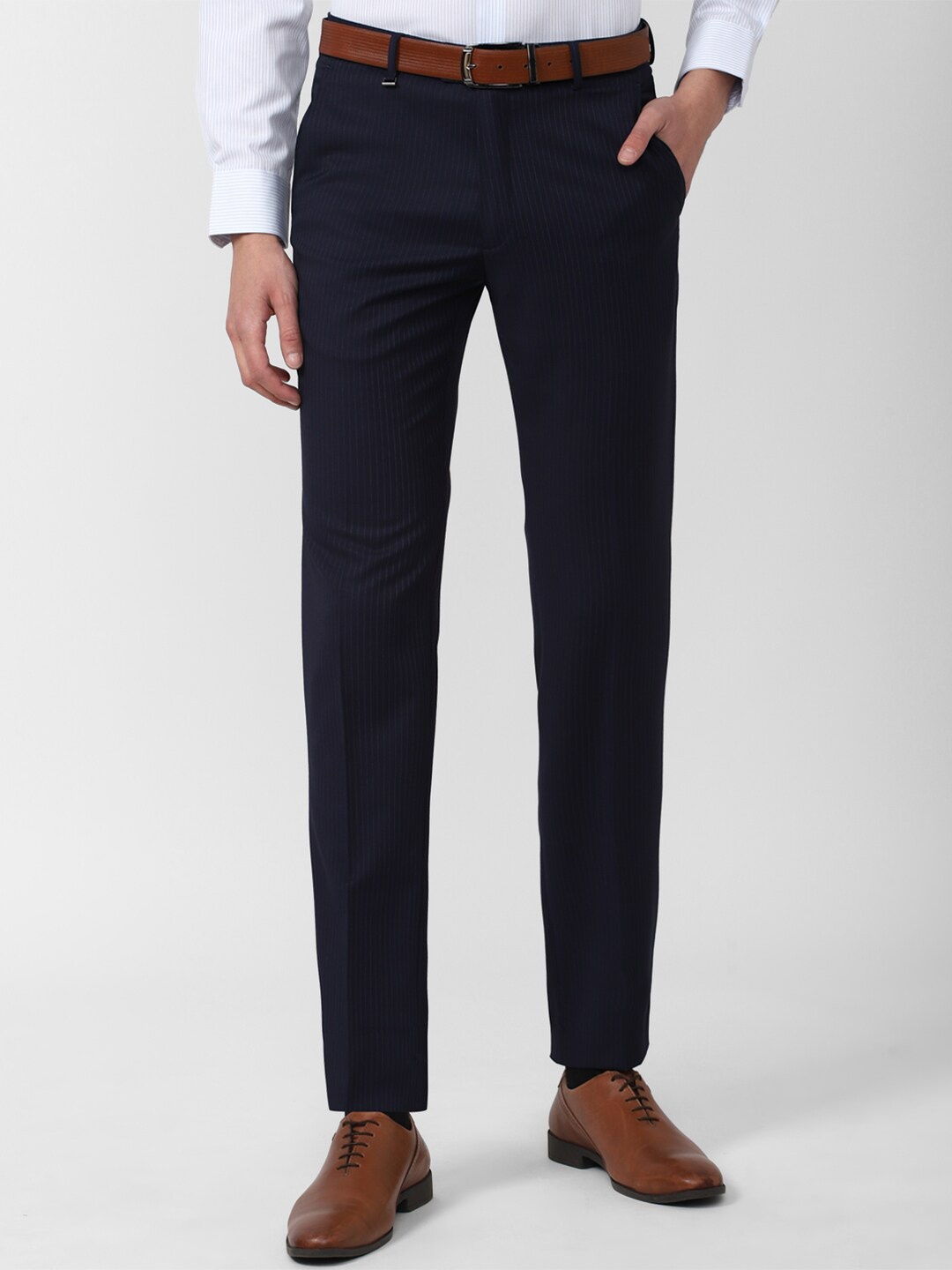 

Van Heusen Men Navy Blue Slim Fit Formal Trousers