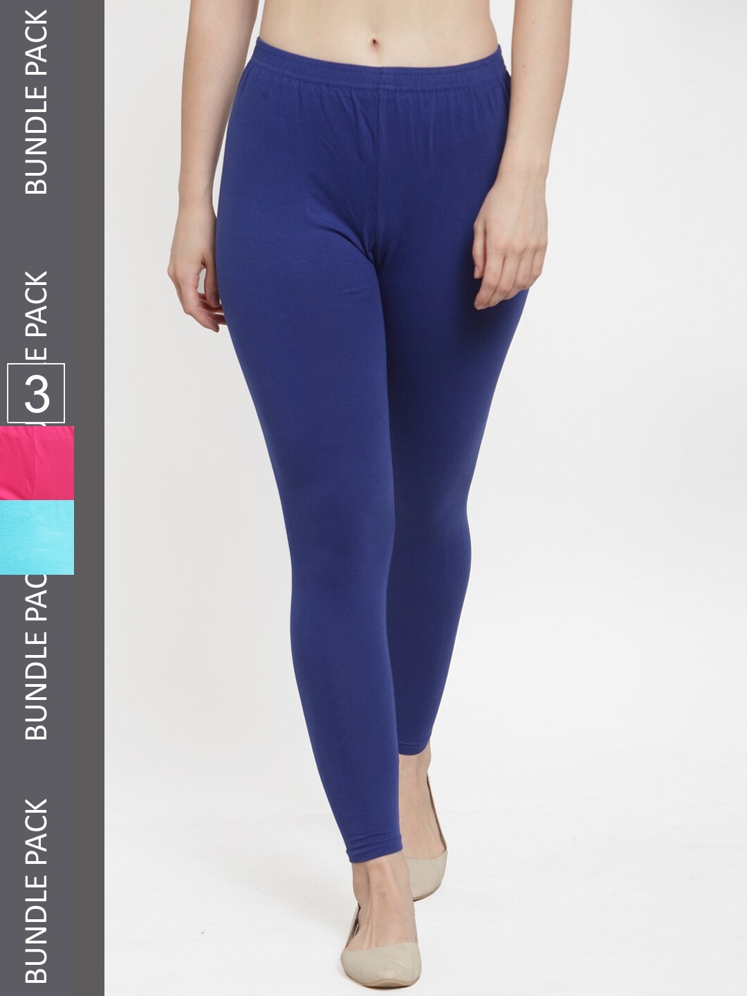 

GRACIT Pack Of 3 Ankle Length Leggings, Blue