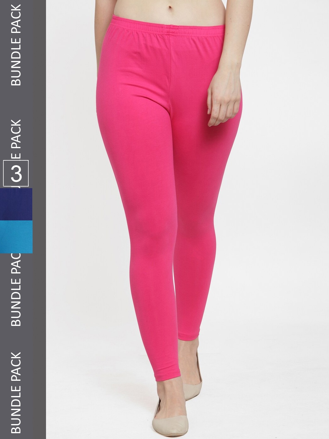 

GRACIT Pack Of 3 Ankle Length Leggings, Blue