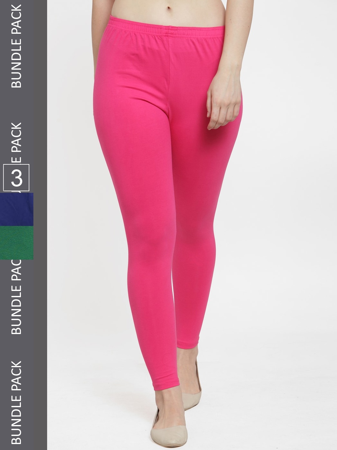 

GRACIT Pack Of 3 Ankle Length Leggings, Blue