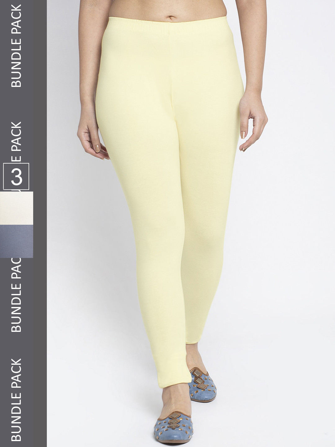

GRACIT Pack Of 3 Ankle Length Leggings, Grey