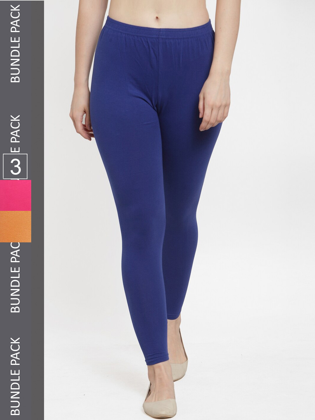 

GRACIT Pack Of 3 Ankle-Length Leggings, Blue