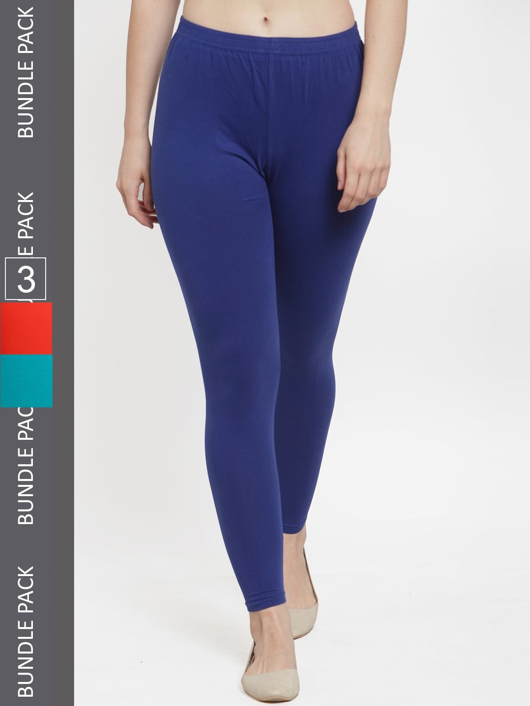 

GRACIT Pack Of 3 Ankle-Length Leggings, Blue