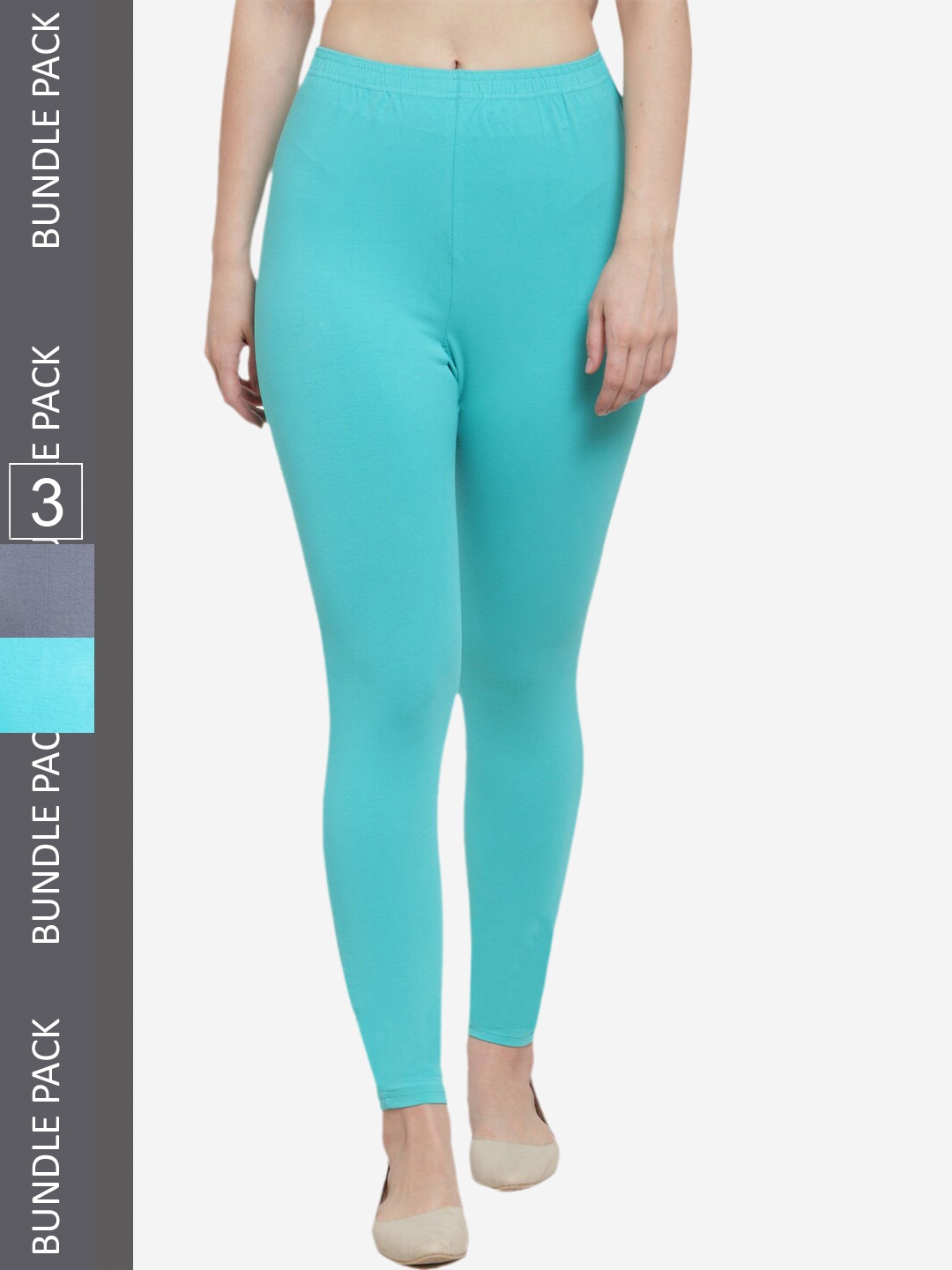 

GRACIT Pack Of 3 Ankle Length Leggings, Grey
